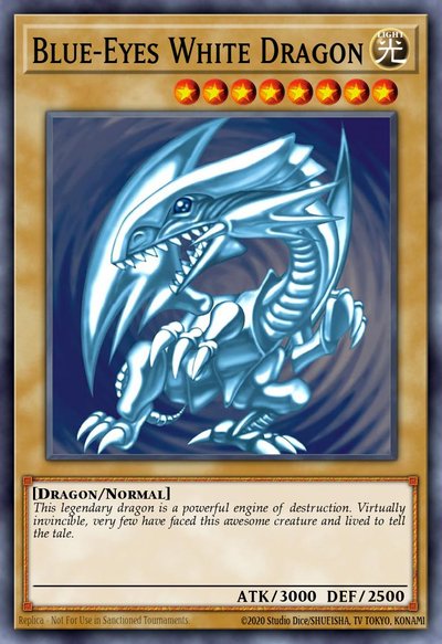 Yu-Gi-Oh LOB Blue-Eyes White Dragon — referenced for counterfeit-detection demo